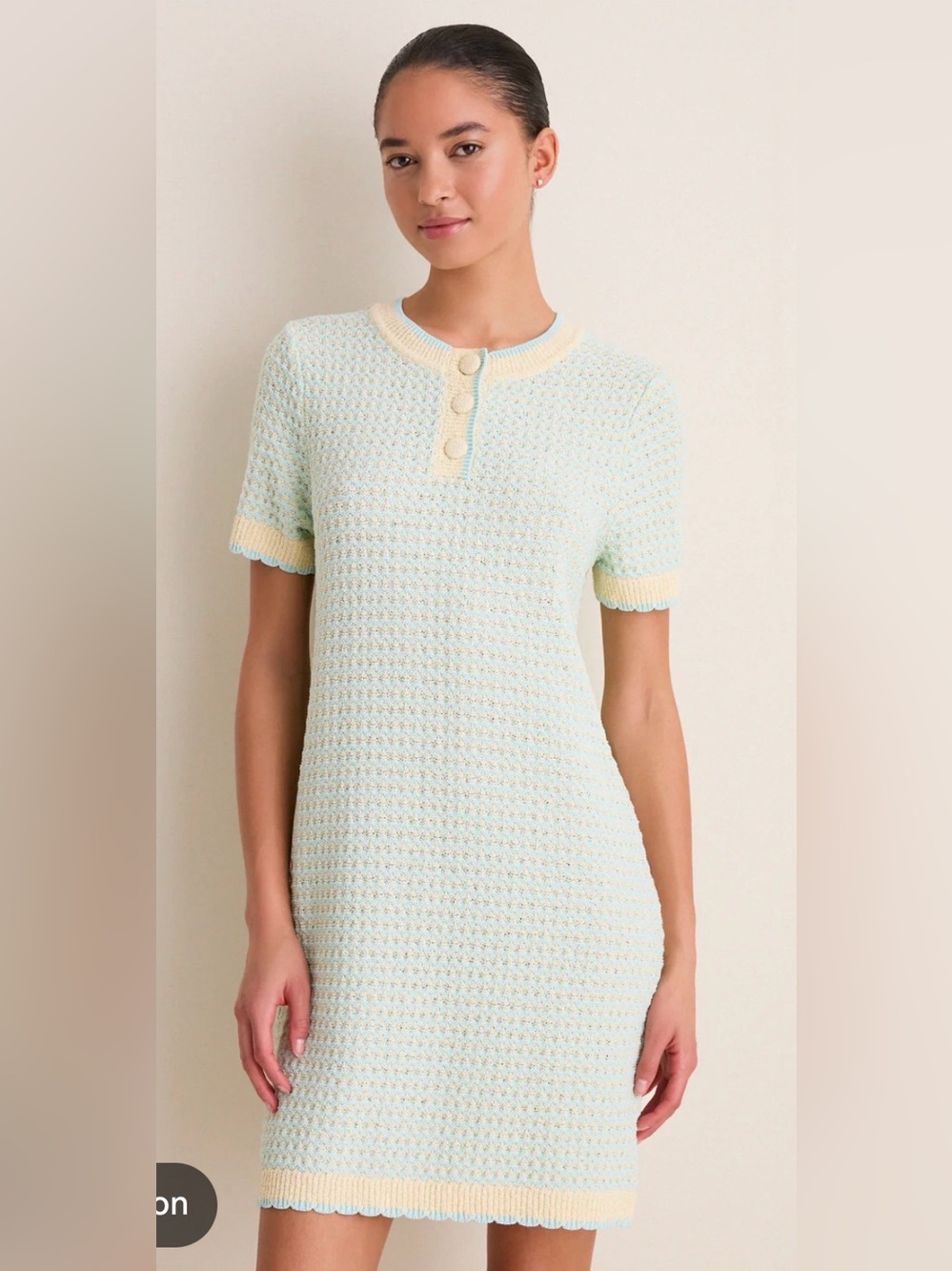Tuckernuck Light Mint Short-Sleeve Knit Top with Cream Trim